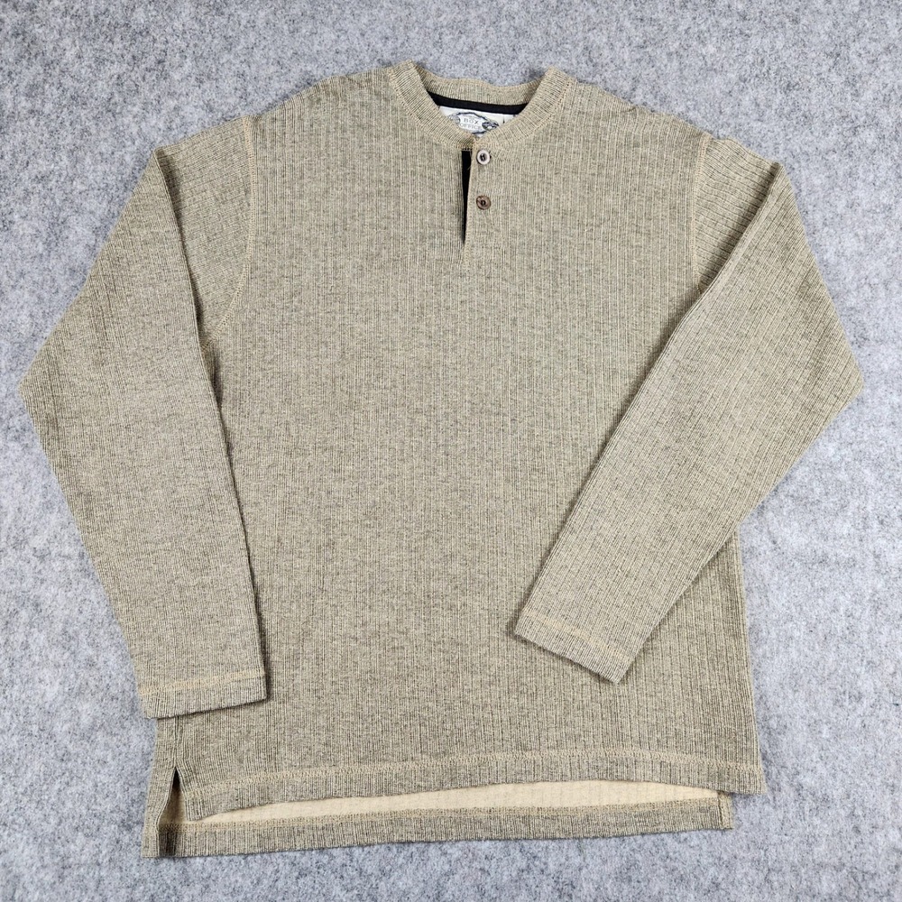Vtg 90s Y2K Box Office Henley Shirt Men S Waffle Knit 2 Button Placket Grunge